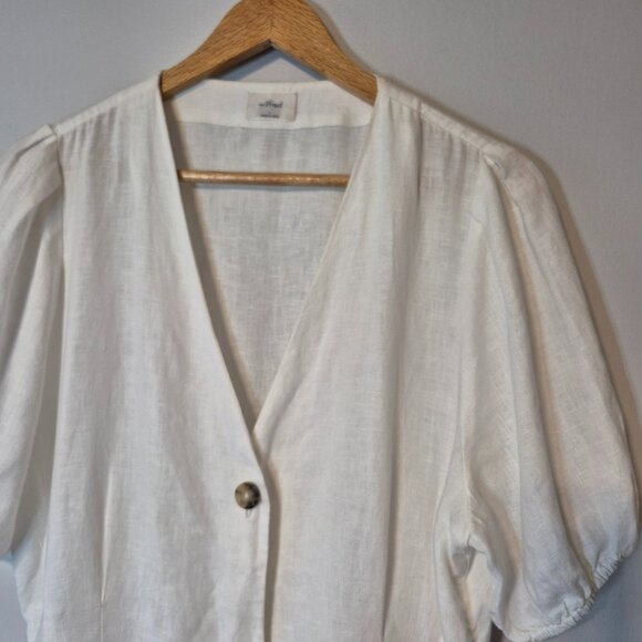 Aritzia Wilfred Caprice White 100% Linen Dress Size Large - Picture 3 of 12